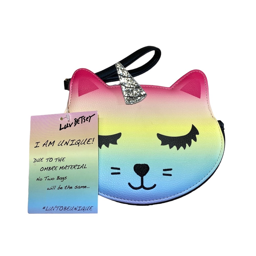 Betsey Johnson NWT ombre rainbow cat wristlet